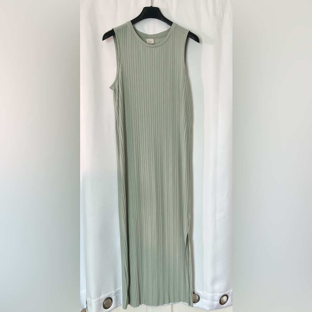 Light Sage green pleated maxi dress